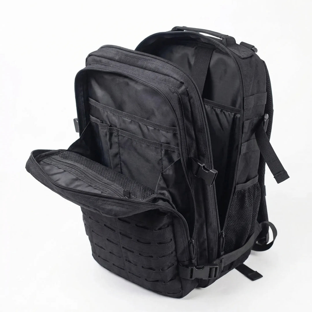 Large capacity tactical MOLLE rucksack for camping & hiking. Durable unisex outdoor gear with military style.