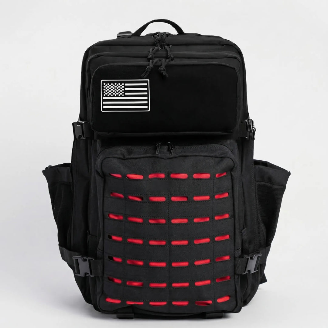 Military-style tactical MOLLE backpack, large capacity for gym, travel, camping & hiking. Durable unisex rucksack.
