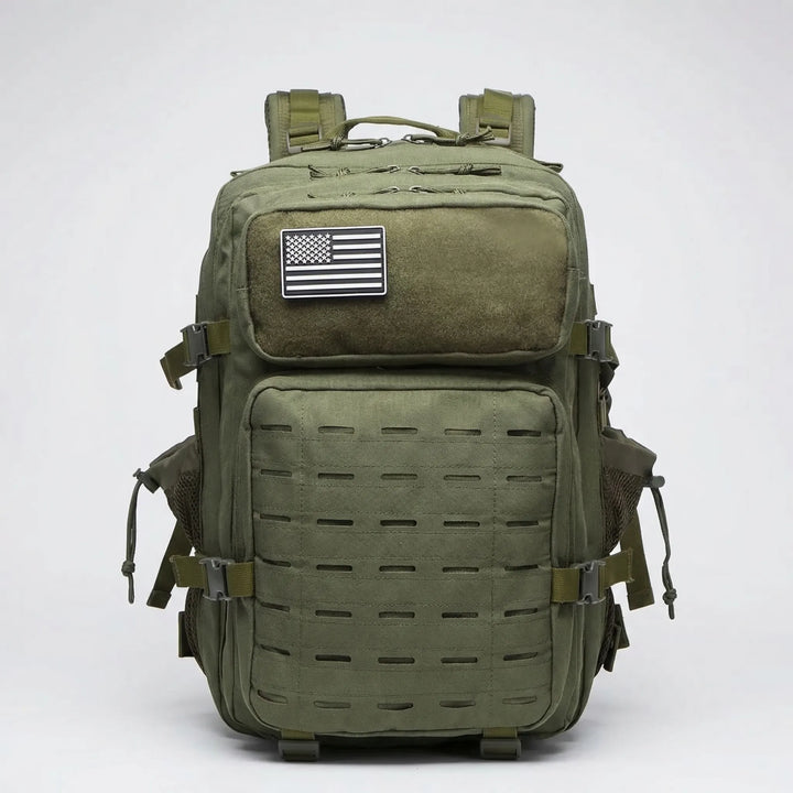 Adventure-ready large capacity tactical MOLLE backpack. Durable unisex hiking bag & travel rucksack for outdoor gear.