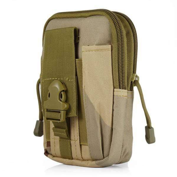 Collection of various colored tactical MOLLE pouches, high-quality outdoor gear