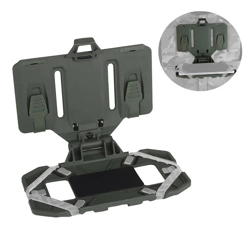 Adjustable tactical phone holder with MOLLE attachment for chest mounting
