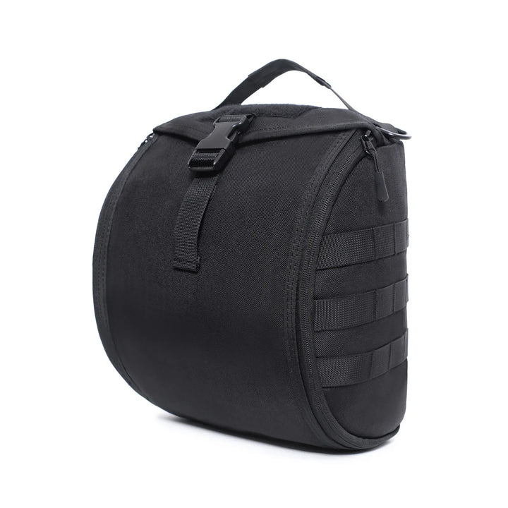 Front view of the unisex tactical helmet bag, showcasing MOLLE webbing for additional gear attachment