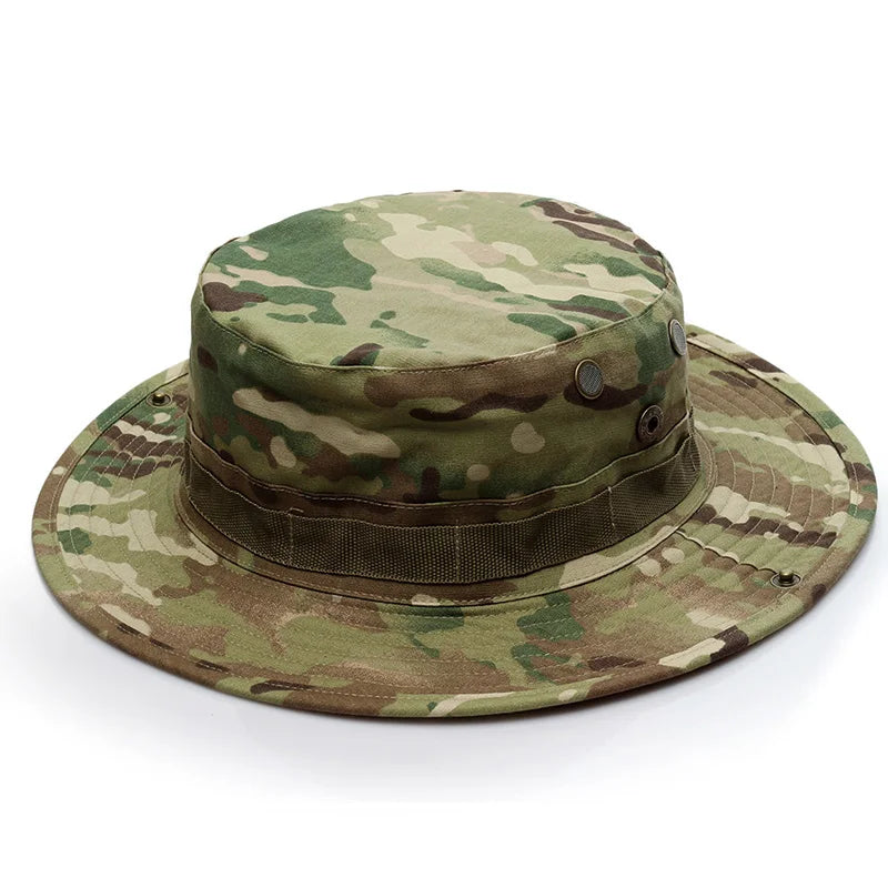 Camo pattern boonie hat, blending in with natural environments for tactical use
