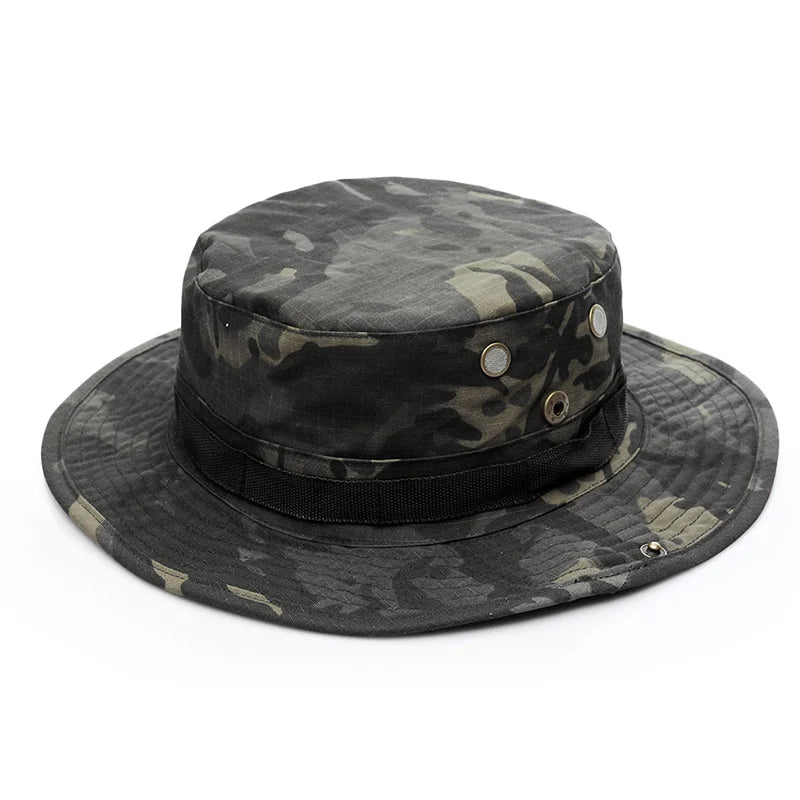 Outdoor boonie hat with wide brim, offering excellent sun protection for face & neck