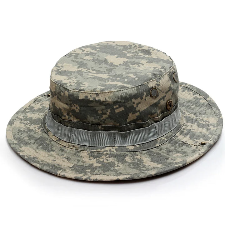 Black tactical boonie hat, robust design for military and outdoor enthusiasts