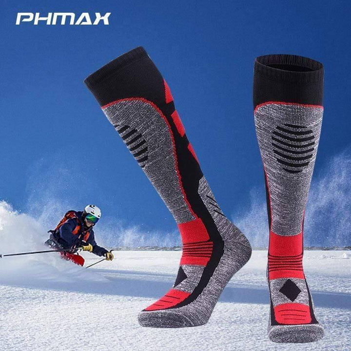 Unisex thermal fleece ski socks, black, for cold weather sports like snowboarding and hiking, enhancing outdoor adventure.