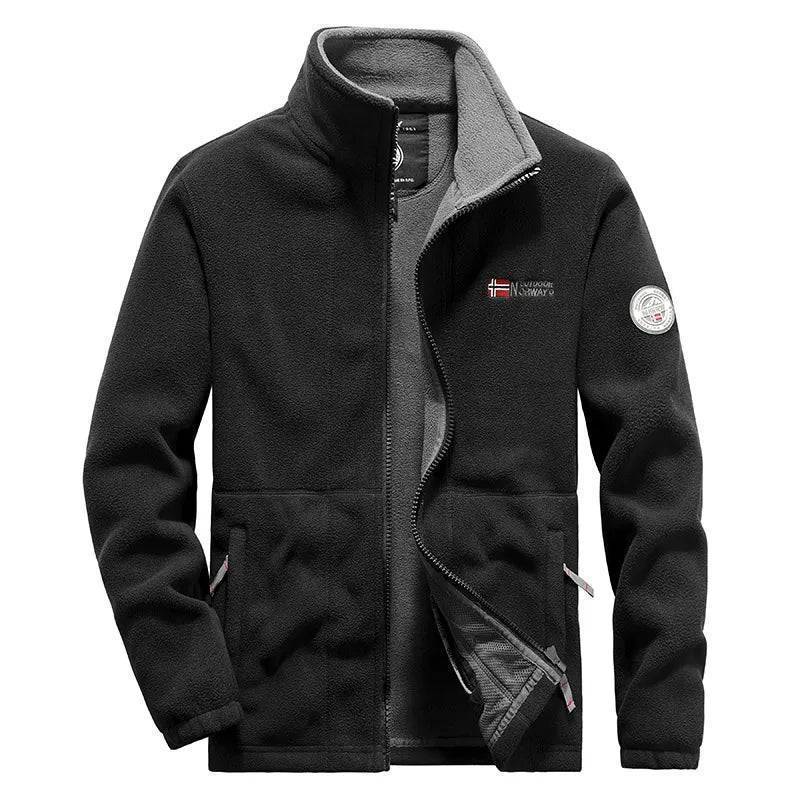 Unisex thermal fleece tactical jacket folded, showcasing the compact and warm outdoor gear