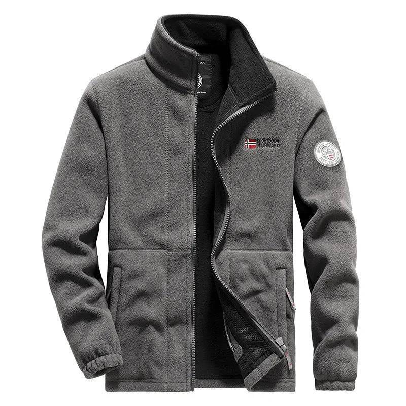 Adjustable cuffs on a green unisex thermal fleece tactical jacket, practical outdoor sports coat