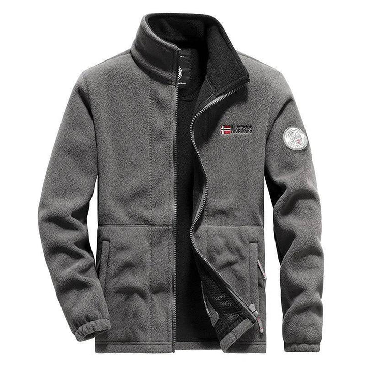 Adjustable cuffs on a green unisex thermal fleece tactical jacket, practical outdoor sports coat