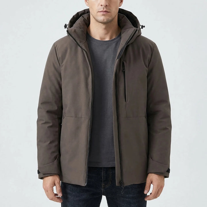 Warm, weather-resistant unisex thermal windbreaker jacket. Perfect winter coat for hiking, skiing, & outdoor camping.