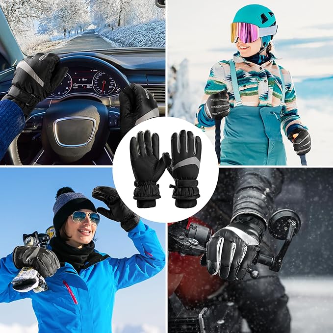 Black ThermaTouch winter gloves, essential cold weather gear with conductive fingertips.