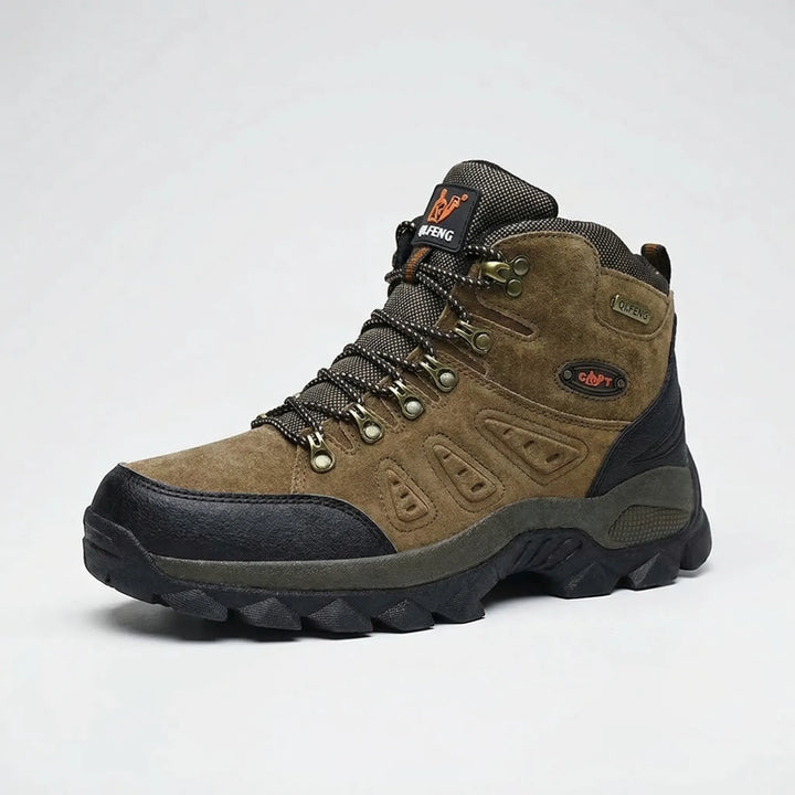 Durable high-top trekking boots, ideal for trail walking & adventure. Unisex lace-up outdoor hiking gear.