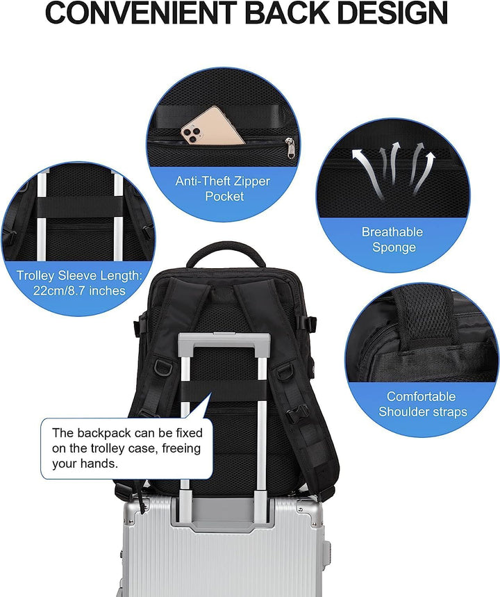 Stylish unisex travel backpack in a sleek design, suitable for work, gym, and leisure.