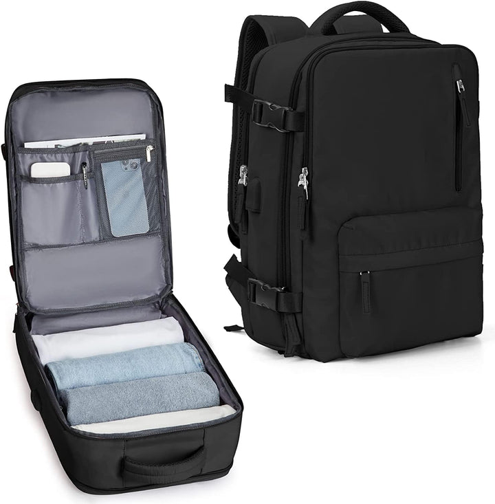 Durable commuter backpack with integrated USB charging, fits a 14-inch laptop, great for daily use.