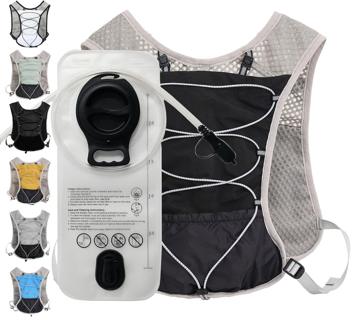 Ultra-light hydration vest, 2L water bladder for cycling, hiking & activewear.