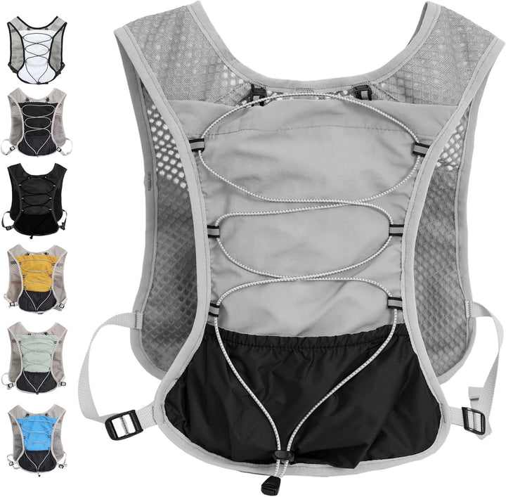 Durable running vest with 2-liter water bladder, perfect for active hiking gear.