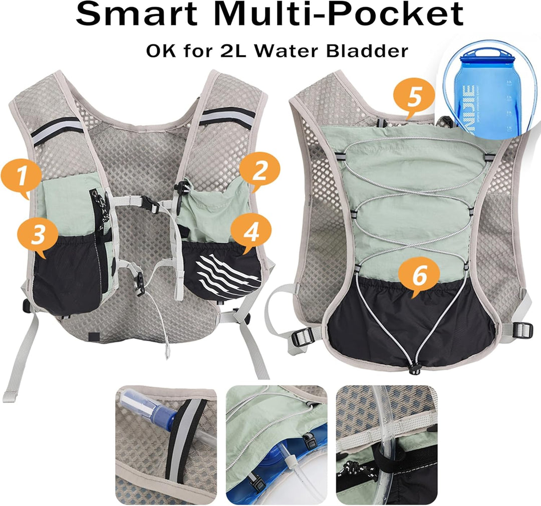 Hydration pack vest, ultra-light, 2L capacity, perfect for trail running & marathon.