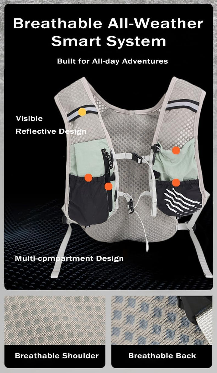 Active fitness vest, 2-liter water bladder, lightweight & adjustable for cycling.