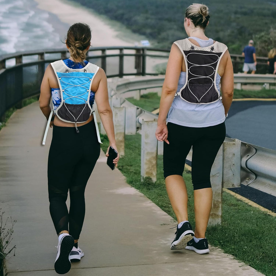 Performance hydration vest, 2L water bladder, lightweight for long-distance exercise.