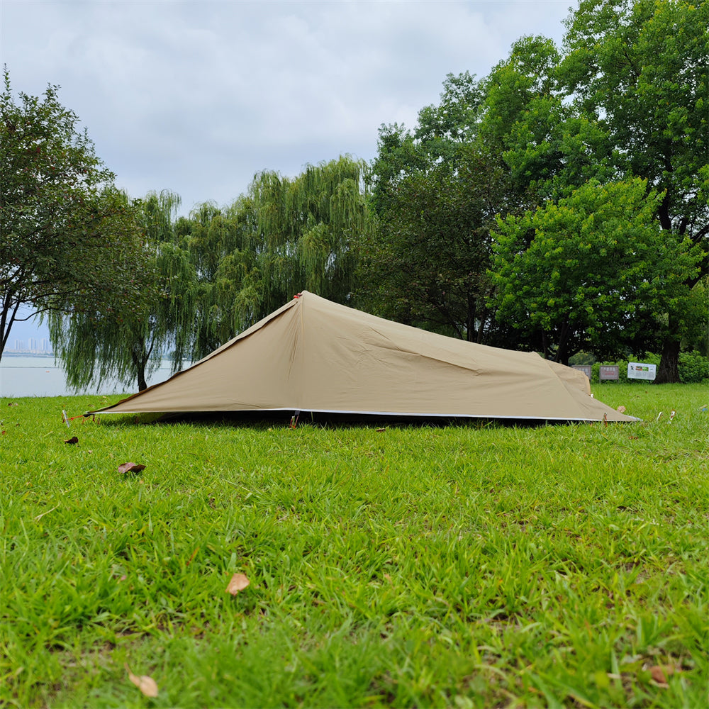 Detail of the mesh inner tent, providing ventilation and insect protection in this ultralight shelter.