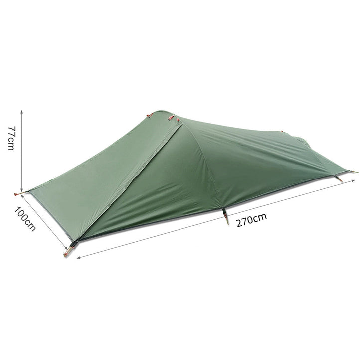 The breathable mesh and solid fabric of the all-season 1-person tent, for comfort in variable weather.