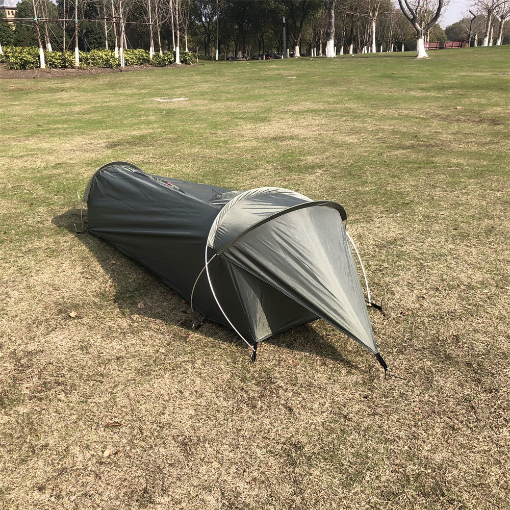 Compact 1kg ultralight bivy tent, perfect for backpacking and hiking adventures.
