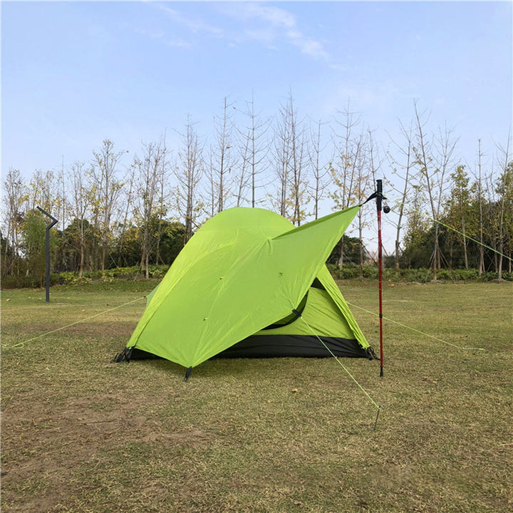 Detailed view of 3-person waterproof camping tent, all-weather outdoor gear