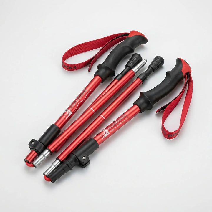 Durable aluminum ultralight trekking poles for hiking. Folding design offers compact storage & easy transport.