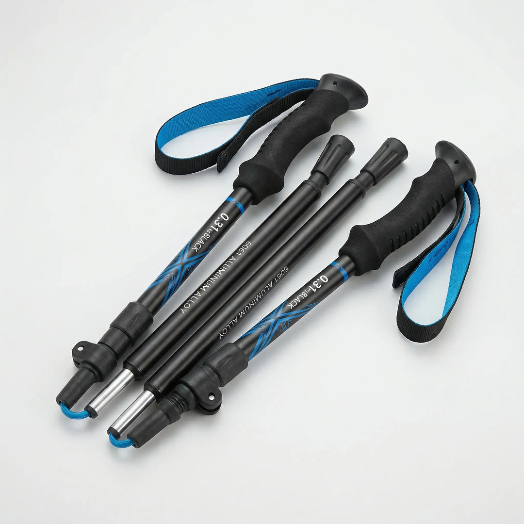 Folding ultralight trekking poles for hiking & outdoor adventures. Compact, adjustable walking gear for trails.
