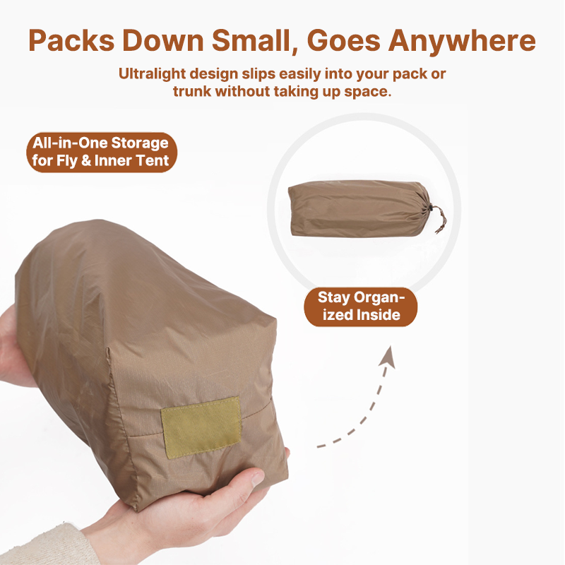 Solo bivy tent packed in its stuff sack, emphasizing ultralight portability for camping