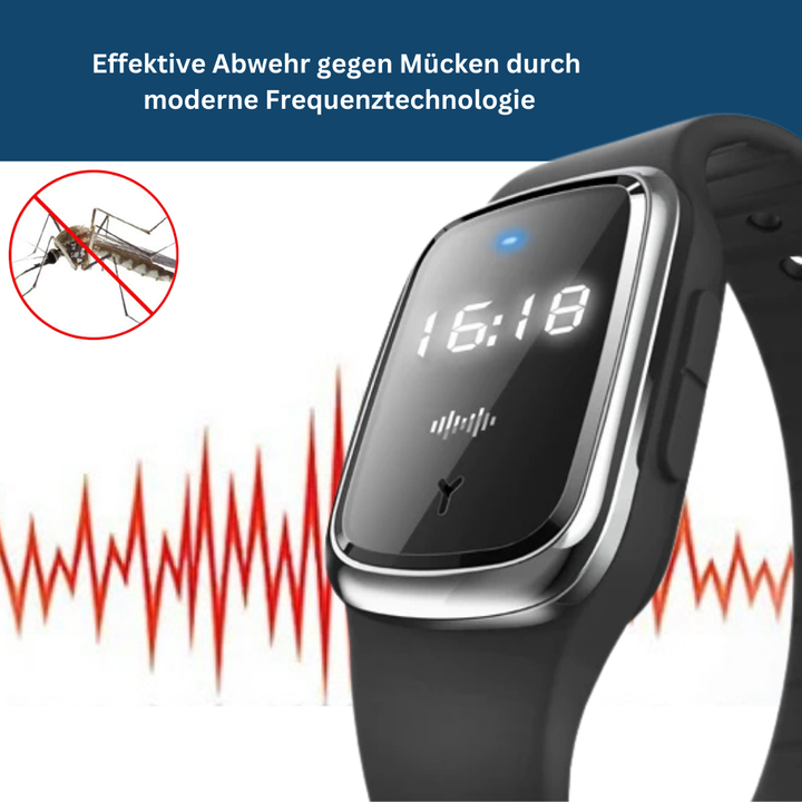Unisex black ultrasonic mosquito repellent wristband, a travel essential for effective pest control