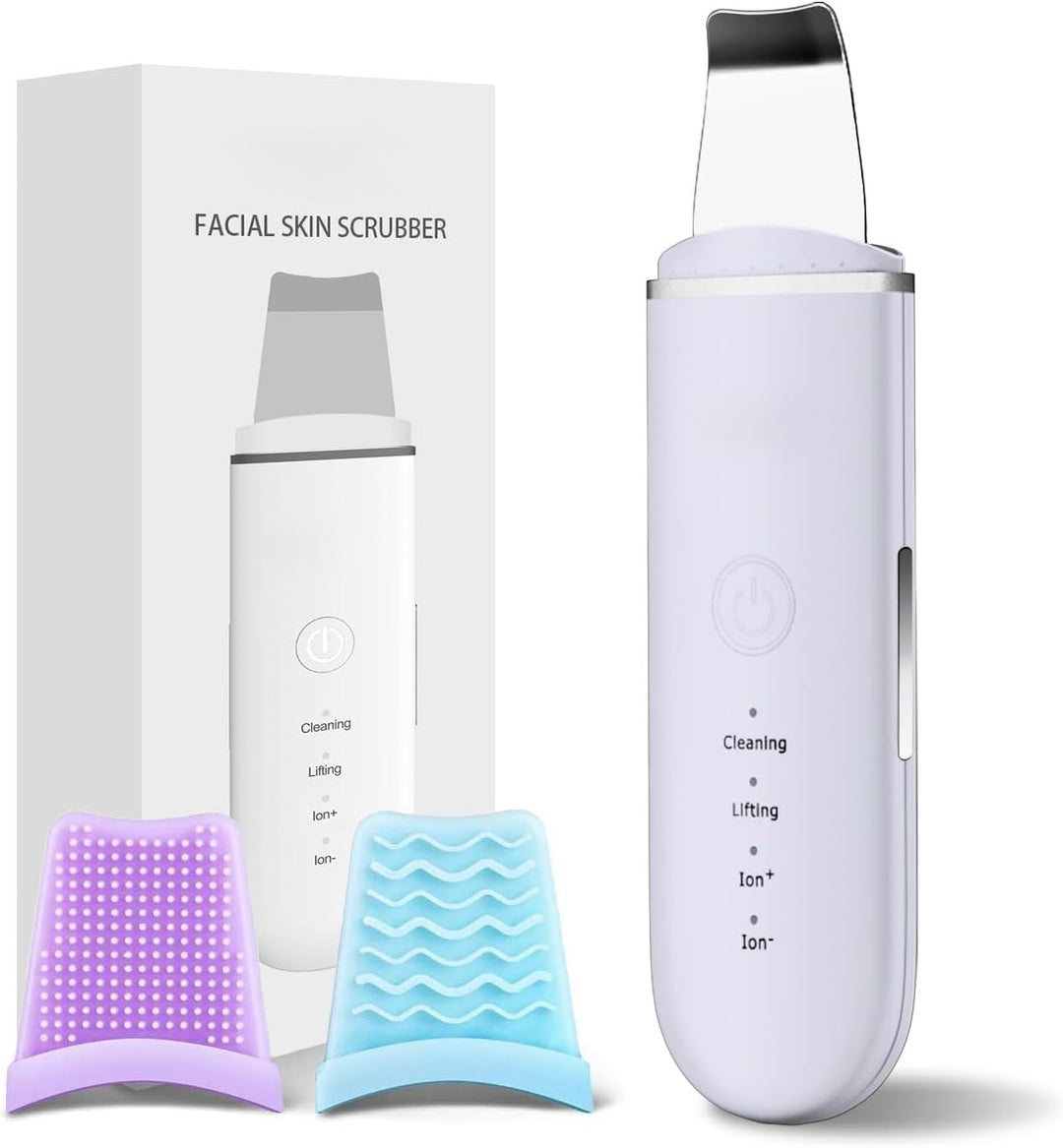 Deep cleansing ultrasonic skin scrubber, effective blackhead remover & pore cleaner. Exfoliation tool.