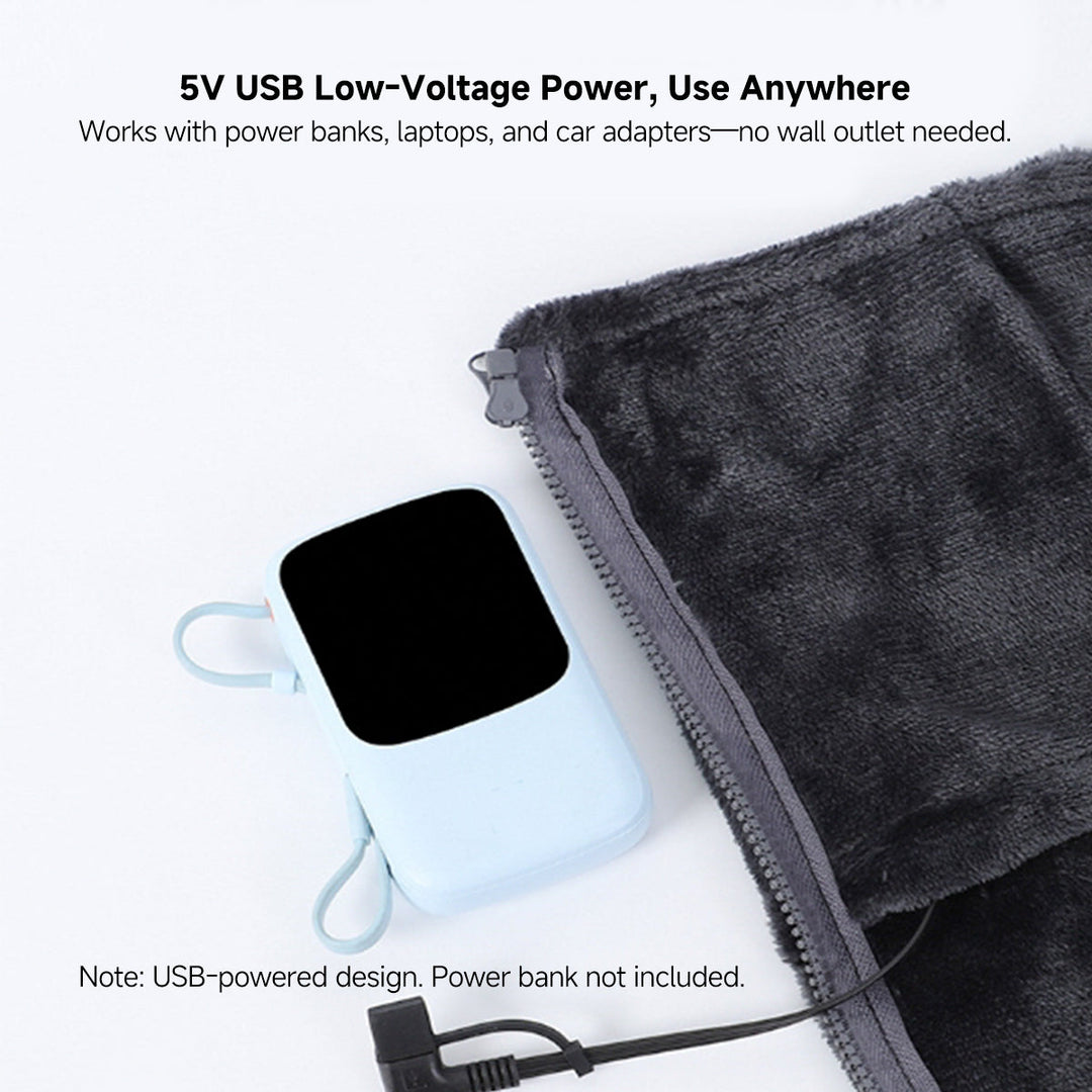 Cozy USB heated flannel blanket, versatile as a shawl, for ultimate cold season comfort.
