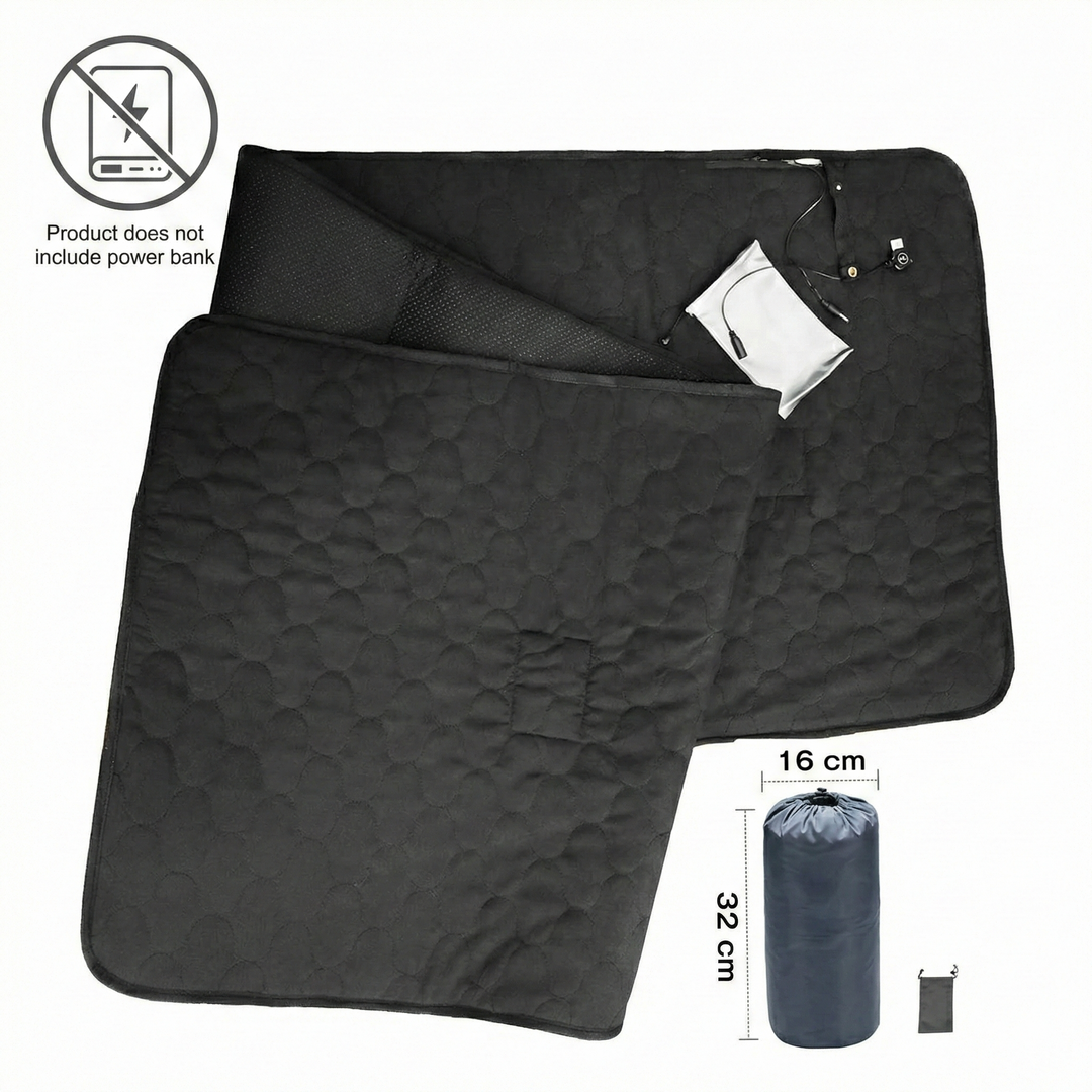 Unisex Heated Yoga Mat used as an electric pad under a sleeping bag, enhancing camping comfort.