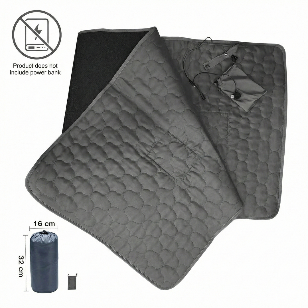Stack of folded USB Heated Yoga Mats, demonstrating compact storage for home and outdoor use.