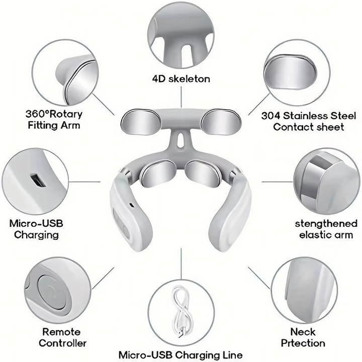Unisex USB rechargeable neck & shoulder massager, a perfect gift for relaxation & wellness.