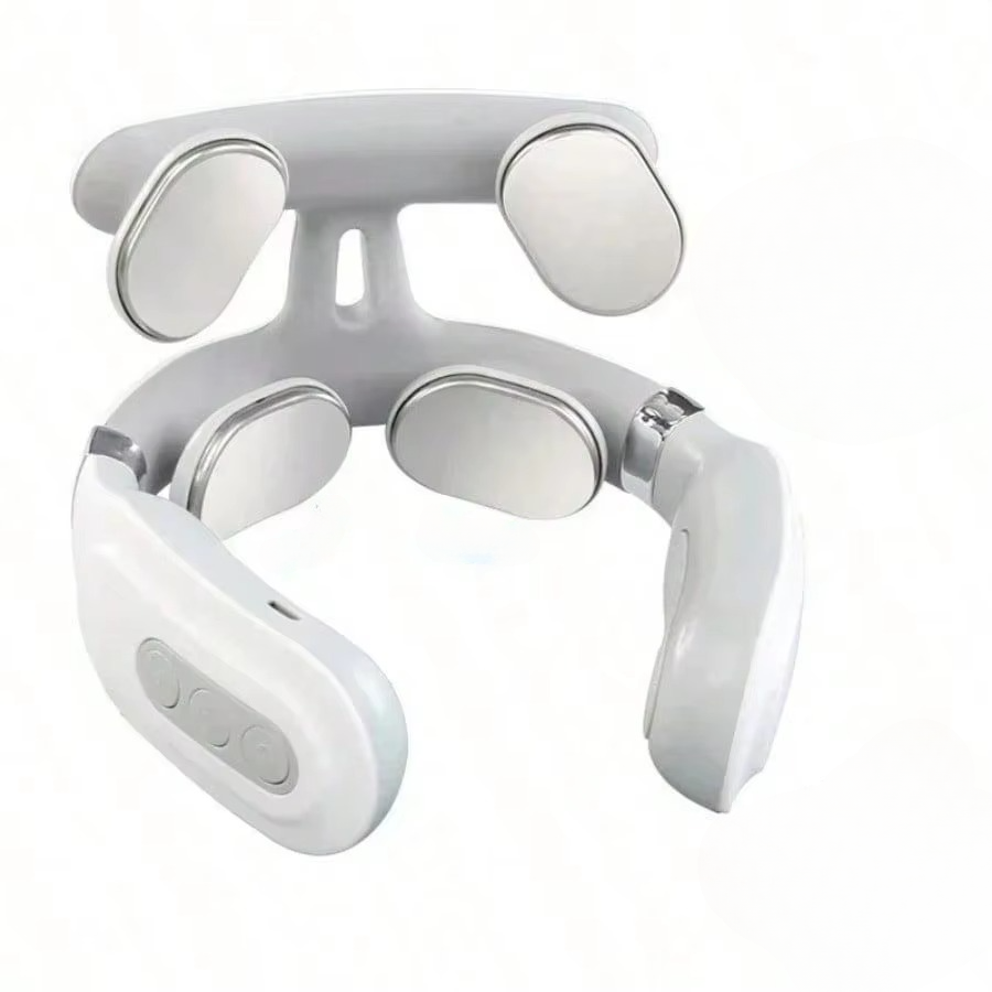 Rechargeable neck & shoulder massager relieving stress & muscle tension. Ideal for personal care.