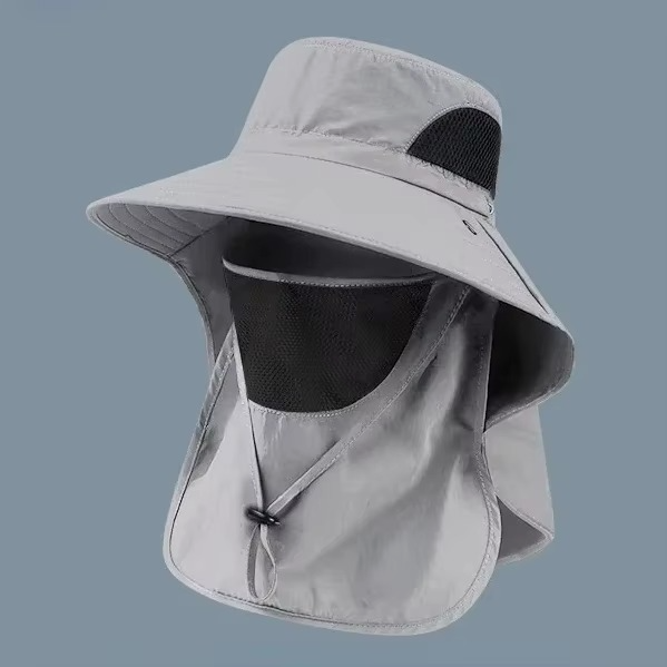 Stylish unisex sun protection hat with wide brim and neck flap, ideal for gardening and beach trips.