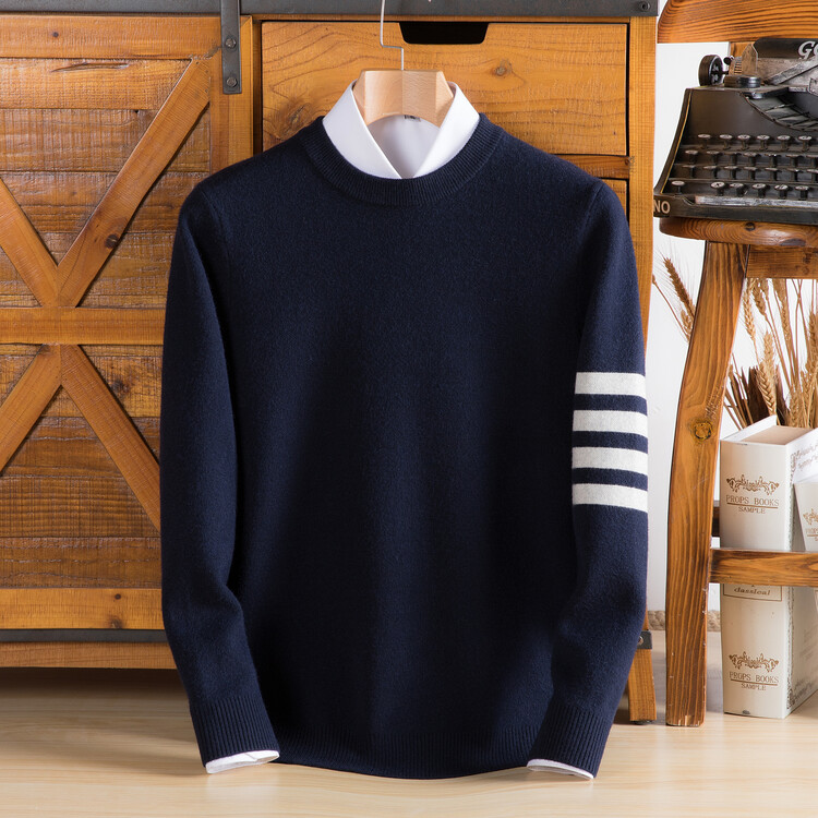 Warm unisex striped pullover sweater. Featuring varsity style, this cozy long-sleeve top is perfect for cool fall & winter days.