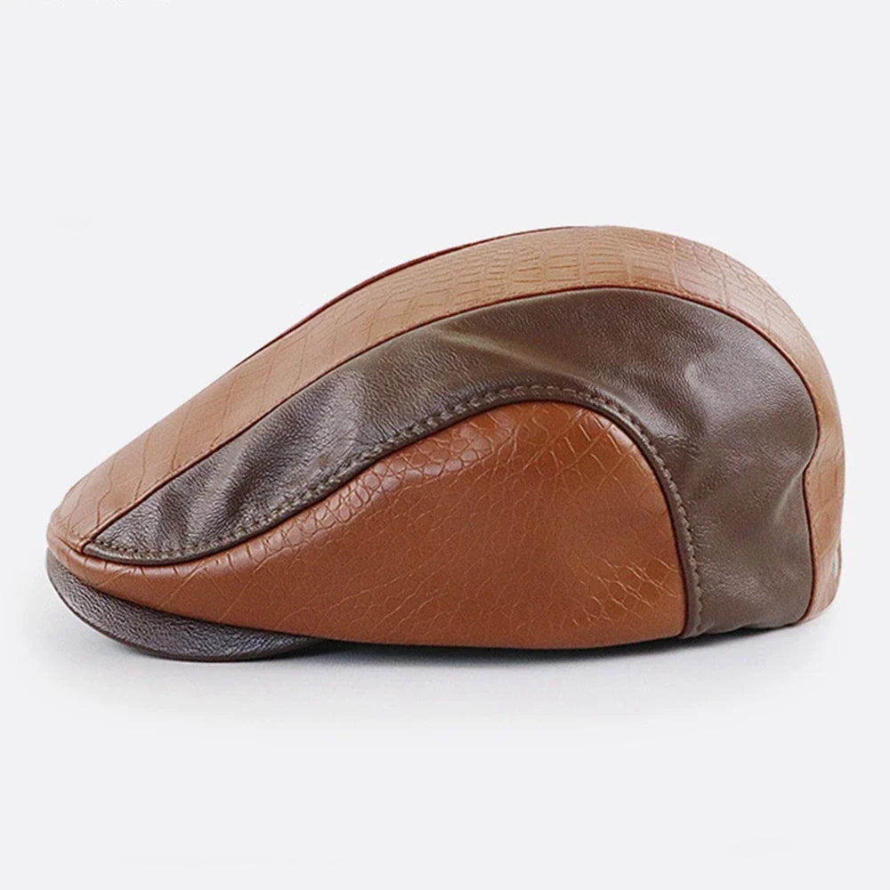 Adjustable light coffee vegan leather cap, unisex design. A stylish and ethical headwear choice.