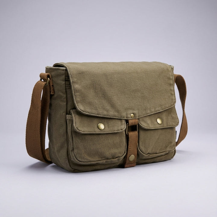 Vintage style canvas shoulder bag, unisex, perfect for daily essentials & travel.