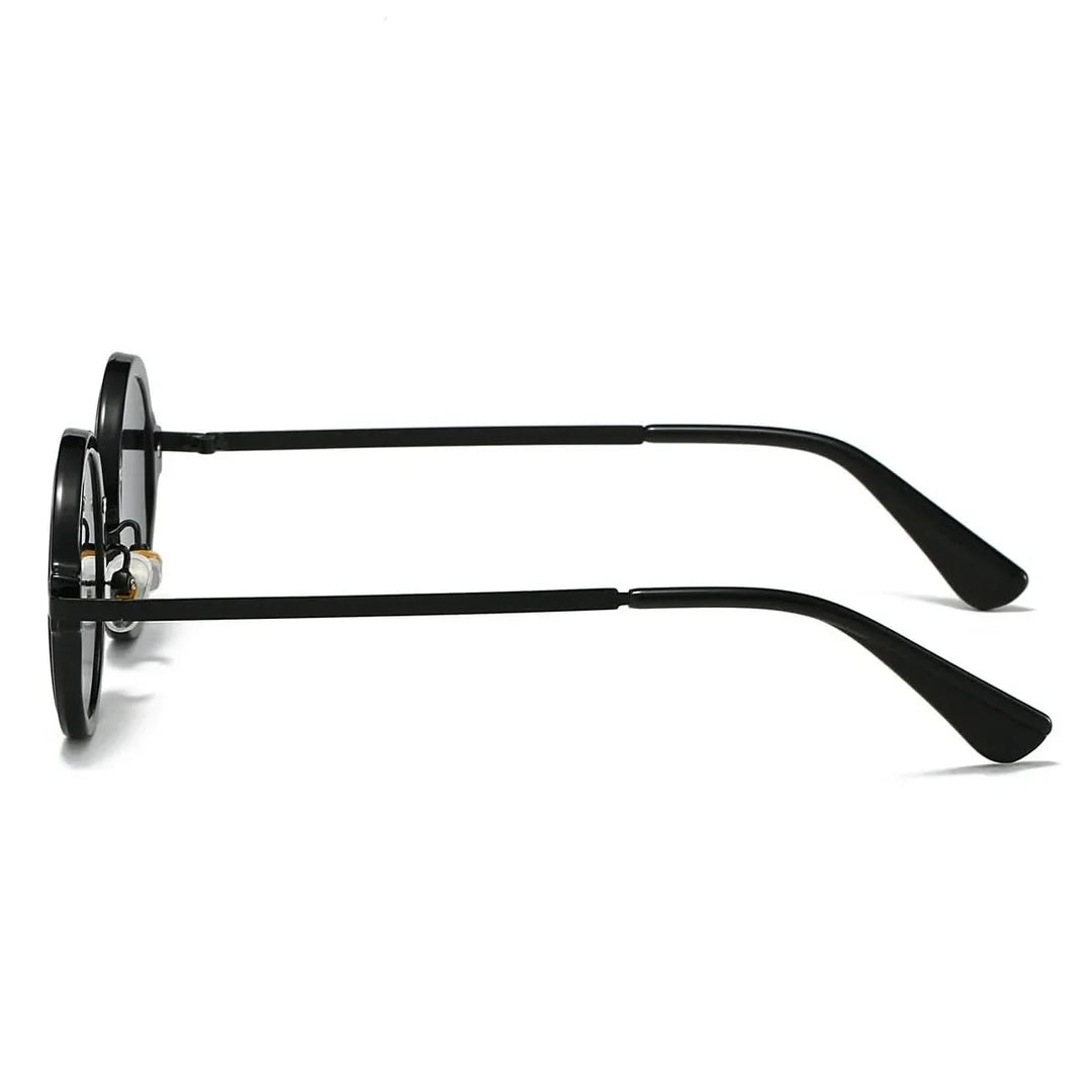 Lightweight white frame round sunglasses, unisex, featuring glare-resistant vintage style.