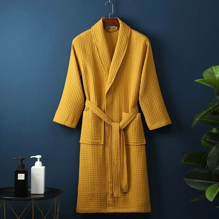 Lightweight, soft unisex waffle robe, ideal everyday loungewear & home comfort.