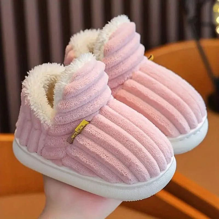 Plush unisex winter slippers, non-slip, perfect gift for warm feet.
