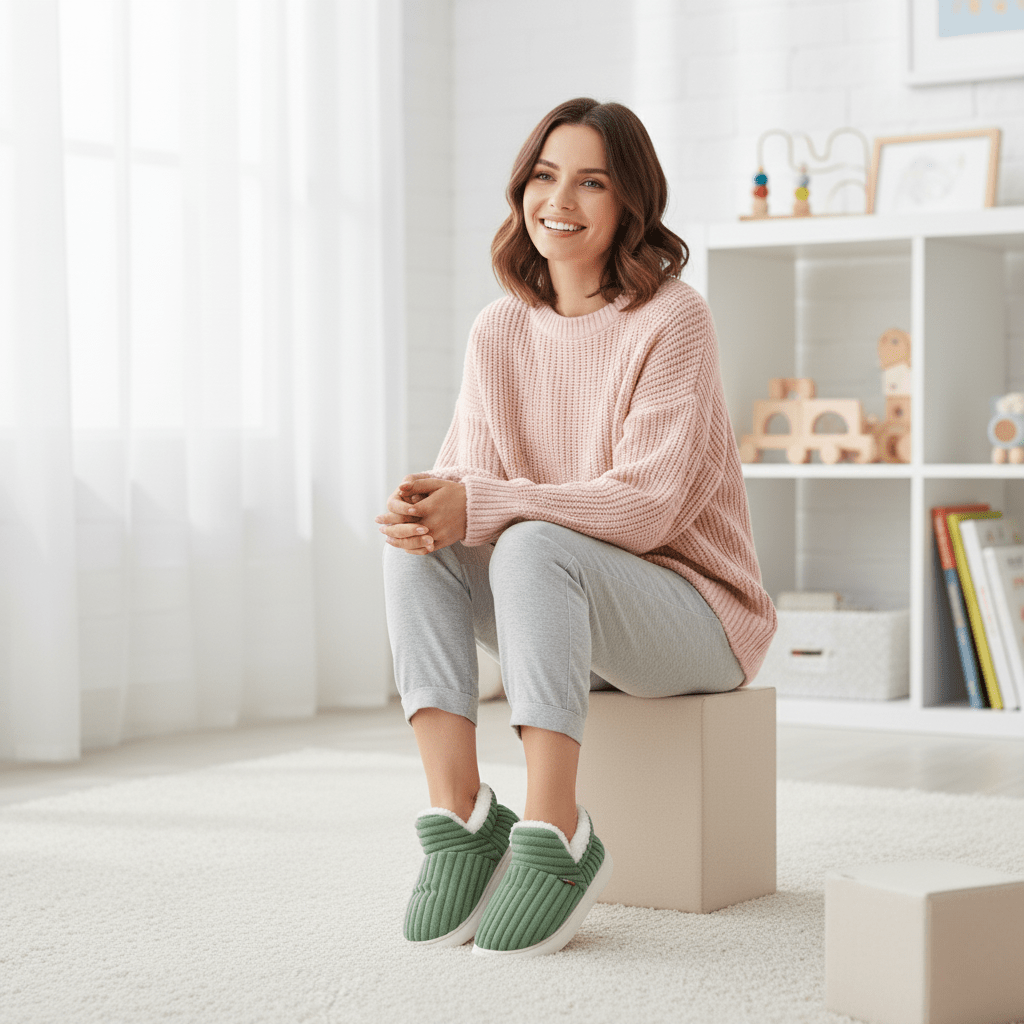 Cozy unisex house slippers, thermal insulation for warm feet in winter.