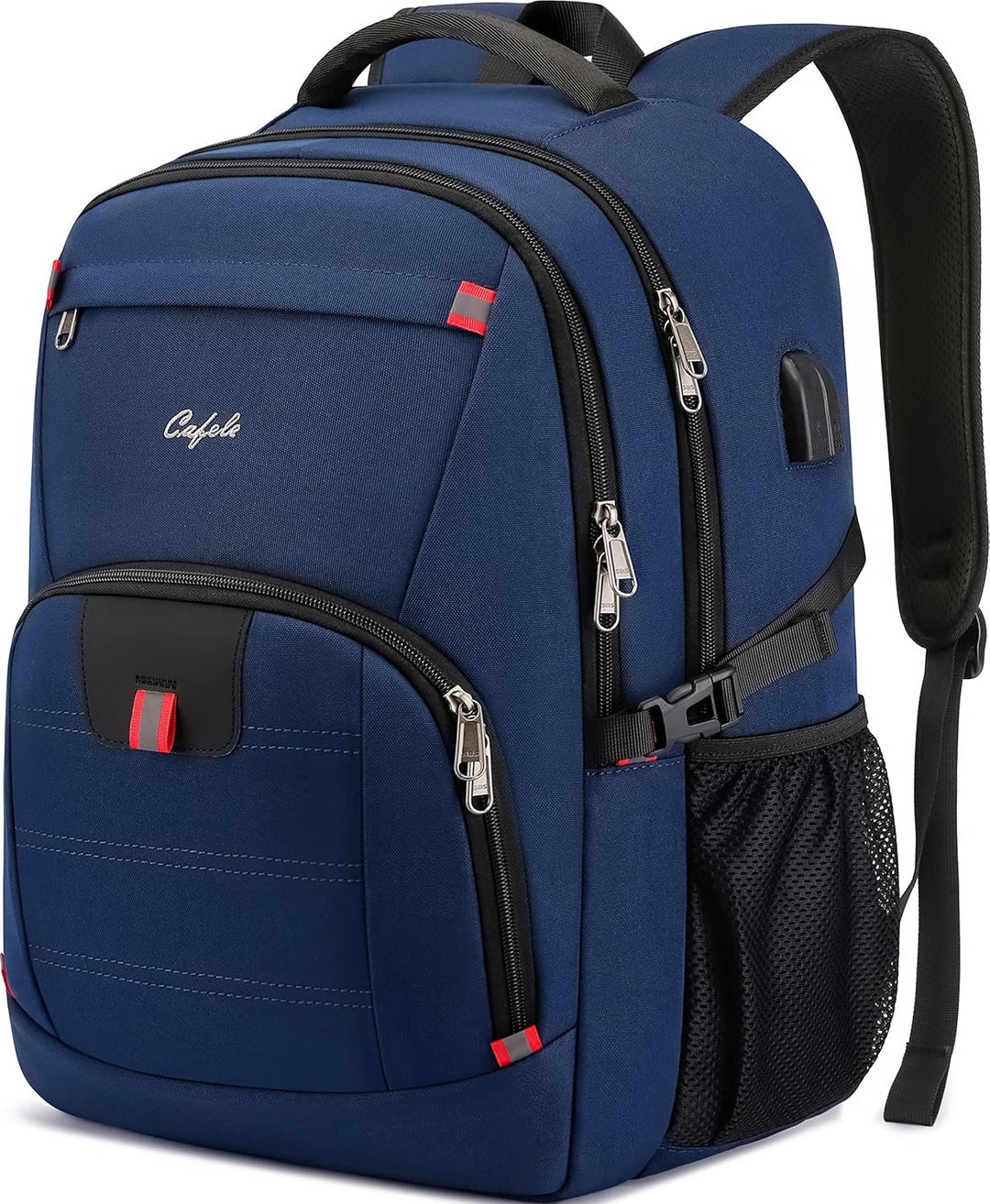 Durable water-resistant anti-theft backpack, perfect for laptops, includes USB charging port.