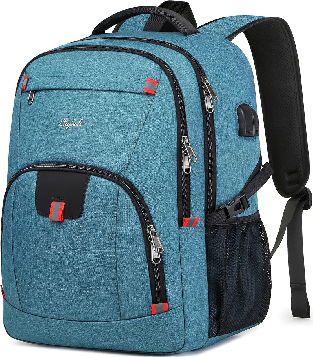 Modern travel backpack, water-resistant, anti-theft, with USB port for all devices.