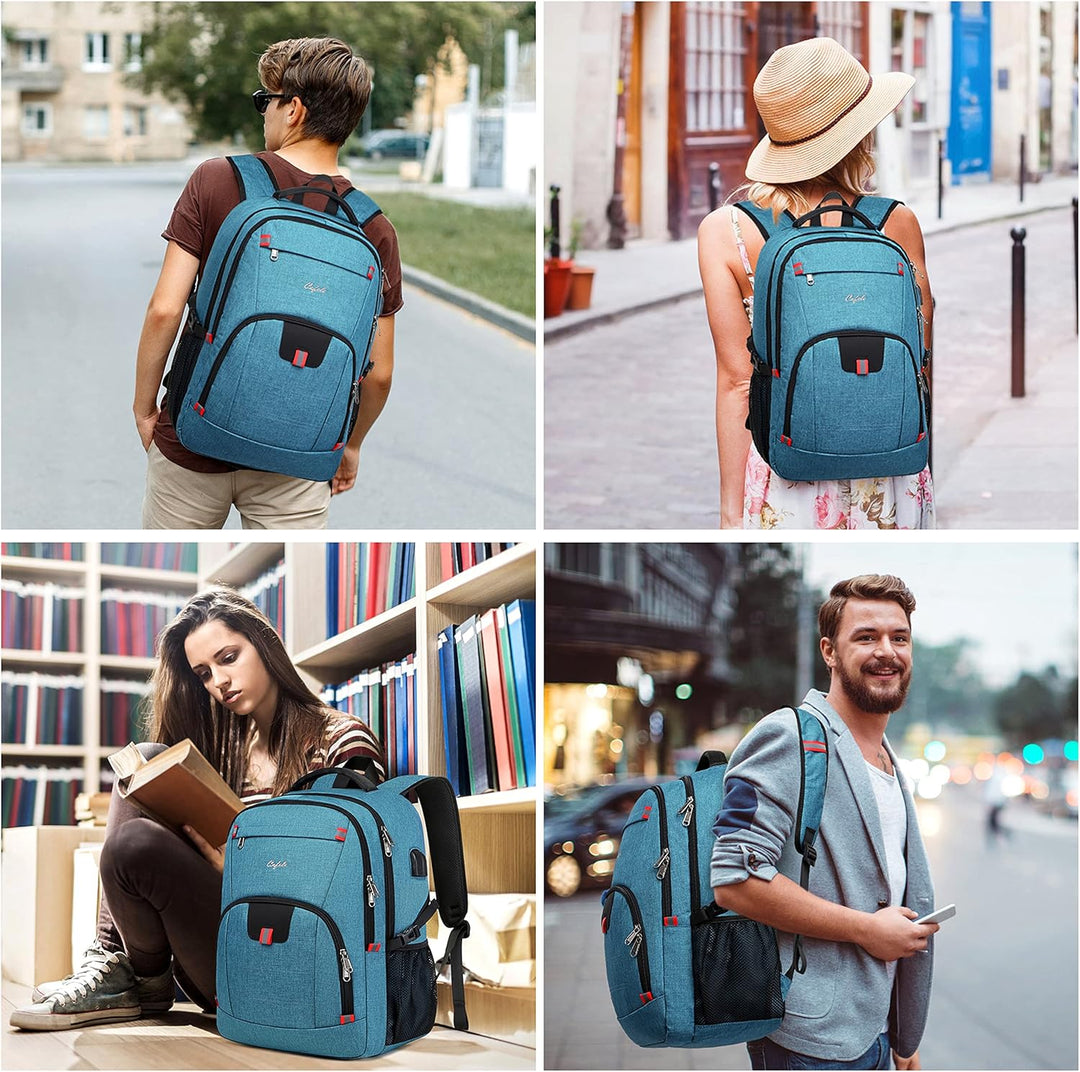 Secure unisex laptop bag with RFID protection, water-resistant, and USB charging.
