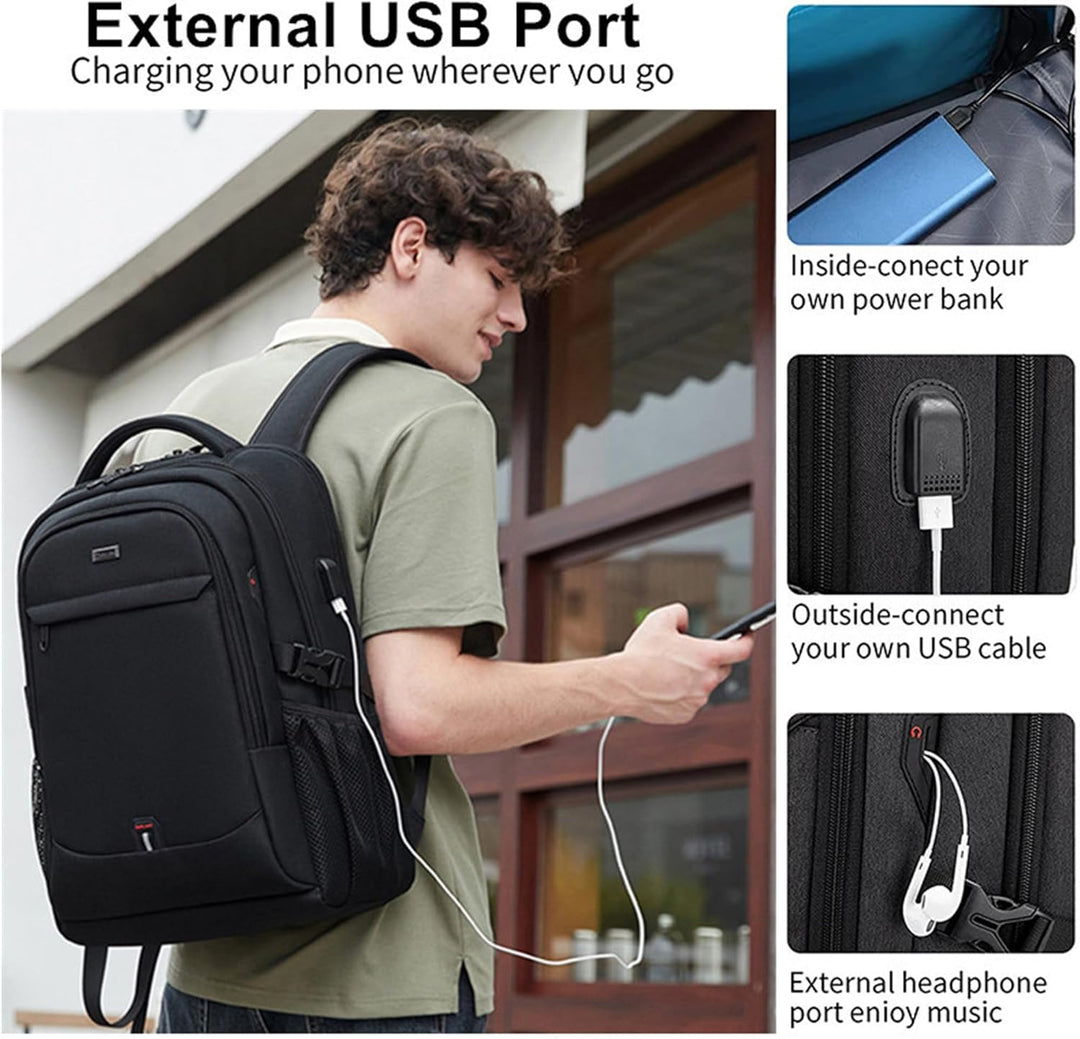 Durable water-resistant unisex backpack. Perfect for laptops, travel, & everyday carry with smart compartments.