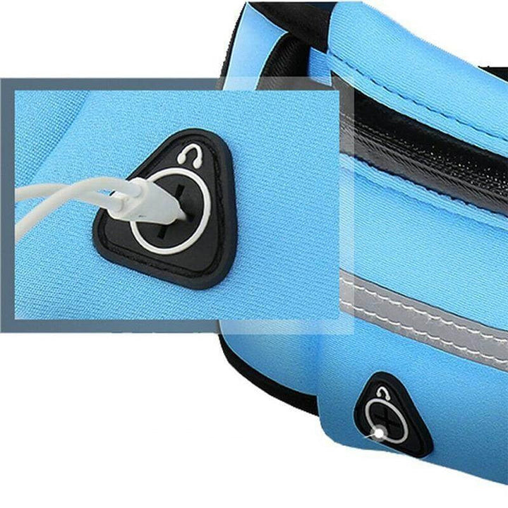 Phone securely stored in unisex water-resistant running belt. Ideal fitness phone holder & workout accessory.
